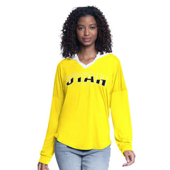 Utah Jazz G-III 4Her by Carl Banks Women's Bench Player Oversized Long Sleeve Hooded Top Gold - NBA