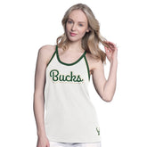 Milwaukee Bucks G-III 4Her by Carl Banks Women's Curveball Racerback Scoop Neck Slub Tank Top White - NBA