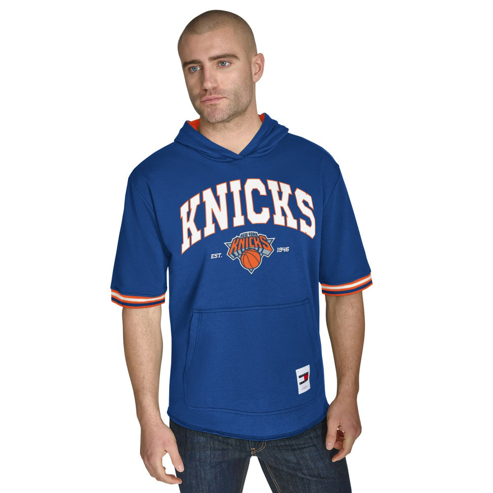 New York Knicks Tommy Jeans Paul French Terry Short Sleeve Pullover Hoodie Blue - NBA