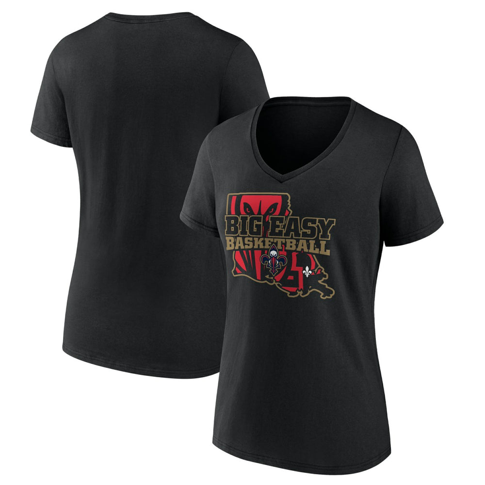New Orleans Pelicans Women's Core Hometown Launch V-Neck T-Shirt Black - NBA