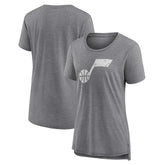 Utah Jazz Women's Distressed Logo Tri-Blend T-Shirt Gray - NBA