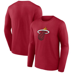 Miami Heat Primary Logo Long Sleeve T-Shirt Red - NBA