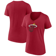 Miami Heat Women's Primary Logo V-Neck T-Shirt Red - NBA