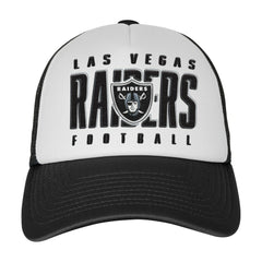 Las Vegas Raiders Youth Essentials Trucker Adjustable Hat White/Black | NFL