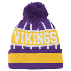 Minnesota Vikings Outerstuff Youth Go Fast Cuffed Knit Hat with Pom Purple | NFL