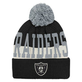 Las Vegas Raiders Outerstuff Youth Modern Fan Cuffed Knit Hat with Pom Black | NFL