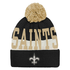 New Orleans Saints Outerstuff Youth Modern Fan Cuffed Knit Hat with Pom Black | NFL