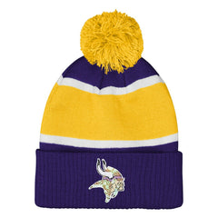 Minnesota Vikings Outerstuff Girls Let's Play Cuffed Knit Hat with Pom Purple | NFL