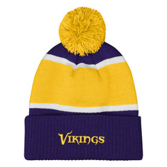 Minnesota Vikings Outerstuff Girls Let's Play Cuffed Knit Hat with Pom Purple | NFL