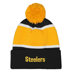 Pittsburgh Steelers Outerstuff Girls Let's Play Cuffed Knit Hat with Pom Black | NFL