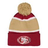 San Francisco 49ers Outerstuff Girls Let's Play Cuffed Knit Hat with Pom Scarlet | NFL