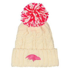 Baltimore Ravens Outerstuff Girls Cable Cuffed Knit Hat with Pom White | NFL