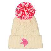 Minnesota Vikings Outerstuff Girls Cable Cuffed Knit Hat with Pom White | NFL