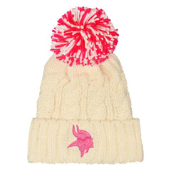 Minnesota Vikings Outerstuff Girls Cable Cuffed Knit Hat with Pom White | NFL