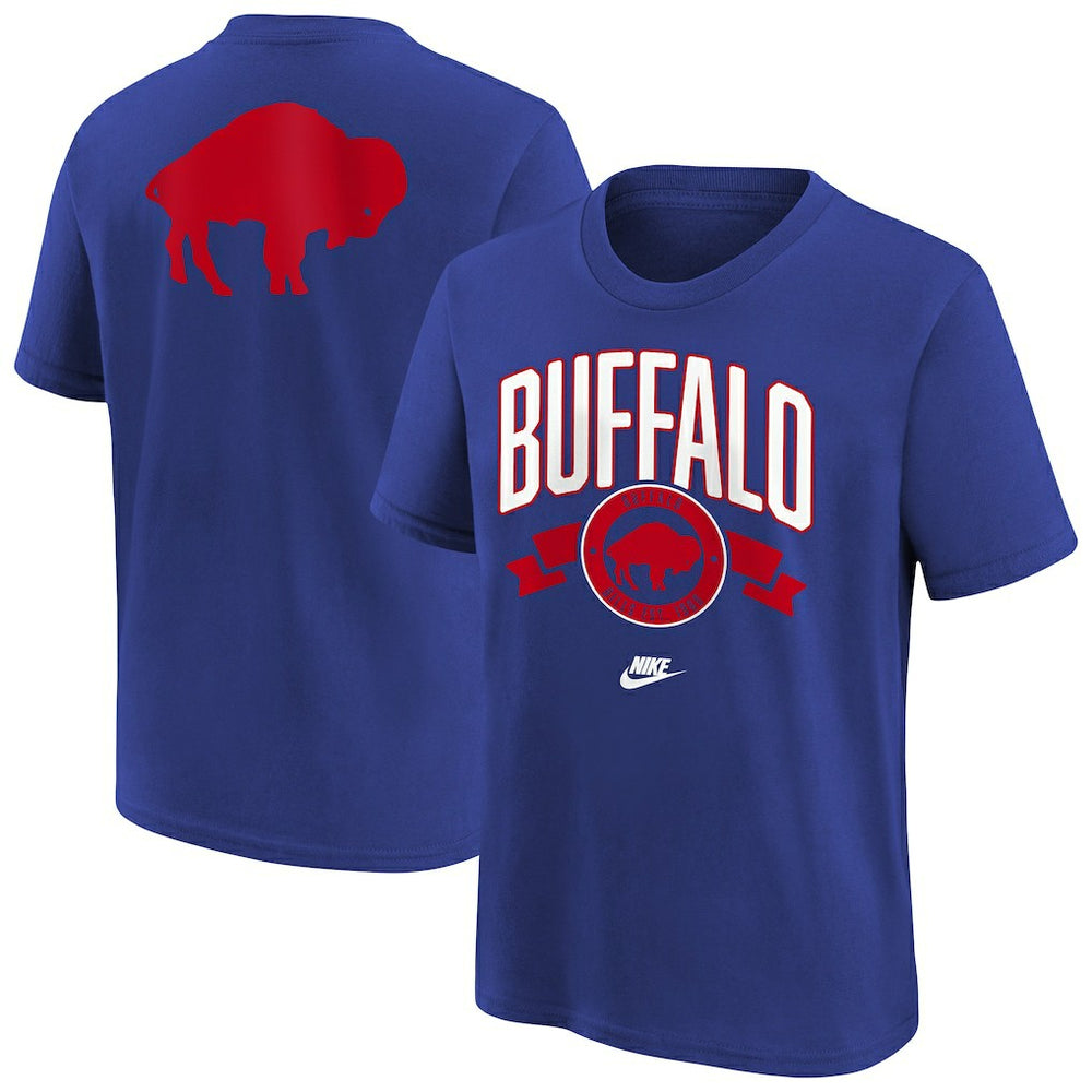 Buffalo Bills Youth Rewind Front & Back Essential T-Shirt Royal | Nike for Sale