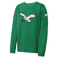 Philadelphia Eagles Youth Rewind Essential Pullover Crewneck Sweatshirt Kelly Green | Nike for Sale