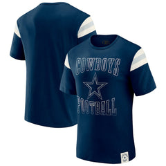Dallas Cowboys Darius Rucker Collection Distressed Throwback Shoulder Stripe T-Shirt Navy | Fanatics