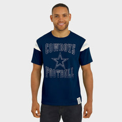 Dallas Cowboys Darius Rucker Collection Distressed Throwback Shoulder Stripe T-Shirt Navy | Fanatics