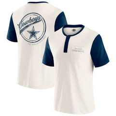 Dallas Cowboys Darius Rucker Collection Henley Colorblock Slub Pocket T-Shirt Cream | Fanatics