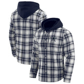 Dallas Cowboys Darius Rucker Collection Plaid Flannel Quilted Full-Snap Hooded Shacket Navy | Fanatics