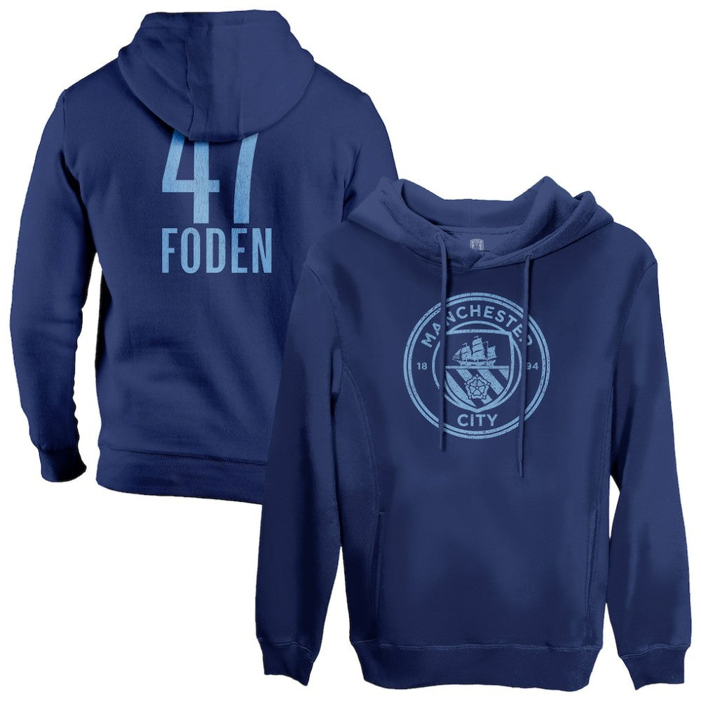 Phil Foden Manchester City 1863FC Player Fleece Pullover Hoodie Navy - FIFA World CUP