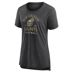 New Orleans Saints Women's Vintage Arch Tri-Blend T-Shirt Charcoal | NFL