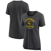 Pittsburgh Steelers Women's Vintage Arch Tri-Blend T-Shirt Charcoal | NFL
