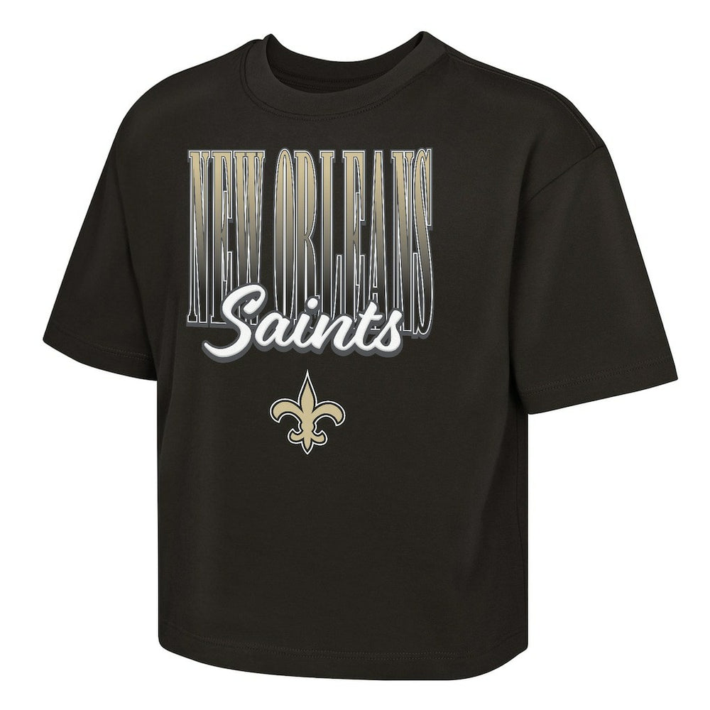 New Orleans Saints Outerstuff Girls Youth Big City Boxy T-Shirt Black | NFL
