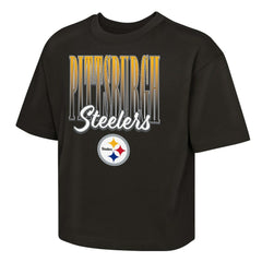Pittsburgh Steelers Outerstuff Girls Youth Big City Boxy T-Shirt Black | NFL