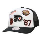 Philadelphia Flyers Mitchell & Ness Gridlock Trucker Adjustable Hat - White/Black - NHL