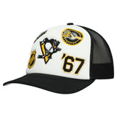 Pittsburgh Penguins Mitchell & Ness Gridlock Trucker Adjustable Hat - White/Black - NHL