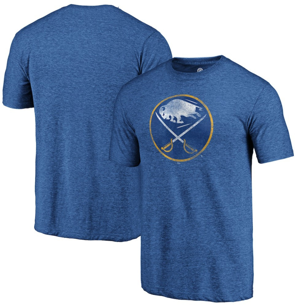 Buffalo Sabres Distressed Logo Tri-Blend T-Shirt - Royal - NHL