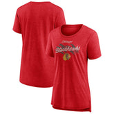 Chicago Blackhawks Women's Hit the Ice Tri-Blend T-Shirt - Red - NHL