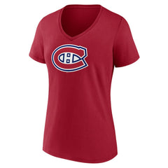 Montreal Canadiens Women's Primary Logo V-Neck T-Shirt - Red - NHL