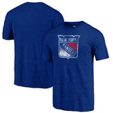 New York Rangers Distressed Logo Tri-Blend T-Shirt - Blue - NHL