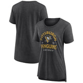 Pittsburgh Penguins Women's Vintage Arch Tri-Blend T-Shirt - Gray - NHL