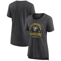 Pittsburgh Penguins Women's Vintage Arch Tri-Blend T-Shirt - Gray - NHL