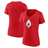 Vancouver Canucks Women's Canada Day V-Neck T-Shirt - Red - NHL