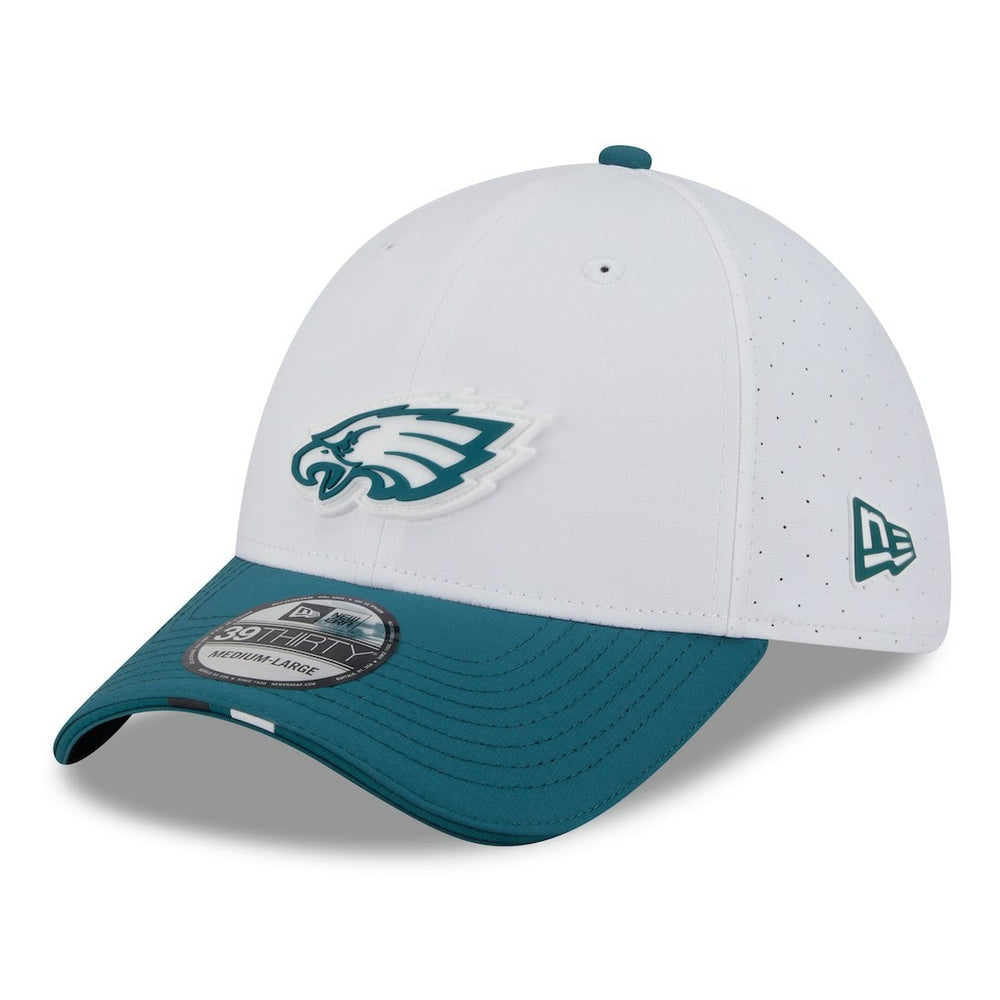 Philadelphia Eagles New Era 2025 NFL Training Camp 39THIRTY Flex Hat White/Midnight Green | NFL