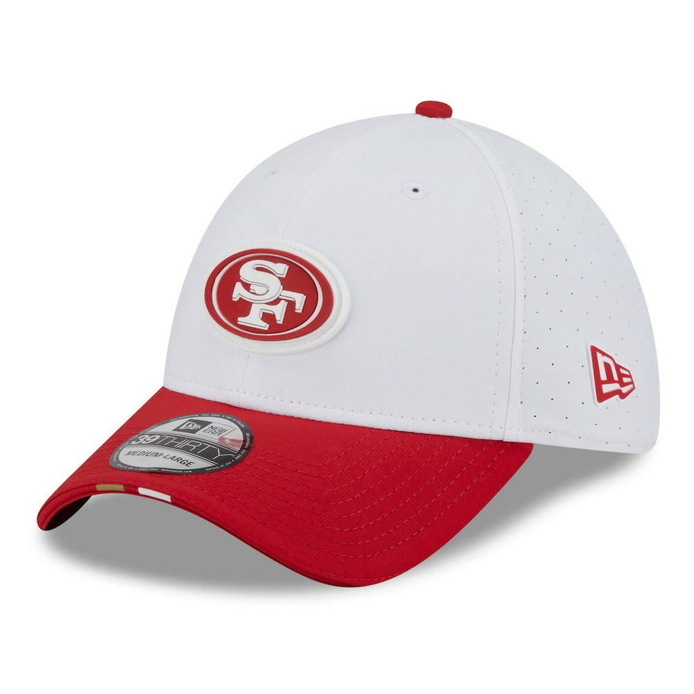 San Francisco 49ers New Era 2025 NFL Training Camp 39THIRTY Flex Hat White/Scarlet | NFL