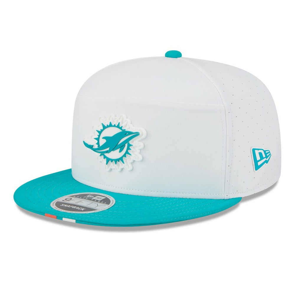 Miami Dolphins New Era 2025 NFL Training Camp Split Panel 9FIFTY Snapback Hat White/Aqua | NFL