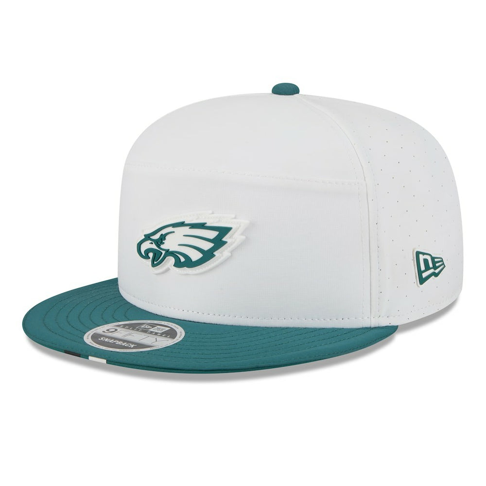 Philadelphia Eagles New Era 2025 NFL Training Camp Split Panel 9FIFTY Snapback Hat White/Midnight Green | NFL