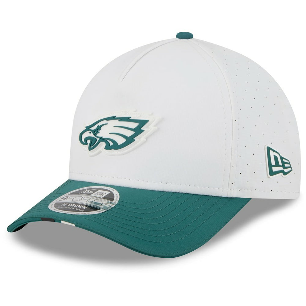 Philadelphia Eagles New Era 2025 NFL Training Camp A-Frame 9FORTY Adjustable Hat White/Midnight Green | NFL