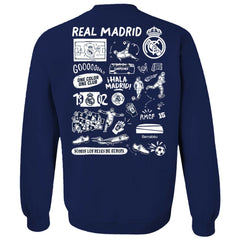 Real Madrid Vive La Fete Women's Impressions Artwork Pullover Sweatshirt Navy - FIFA World CUP