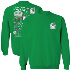 Mexico National Team Vive La Fete Women's Impressions Artwork Pullover Sweatshirt Green - FIFA World CUP