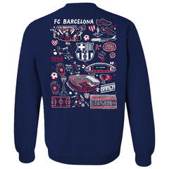 Barcelona Vive La Fete Women's Impressions Artwork Pullover Sweatshirt Navy - FIFA World CUP