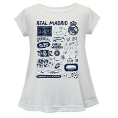 Real Madrid Vive La Fete Girls Youth Impressions Artwork A-Line Top White - FIFA World CUP