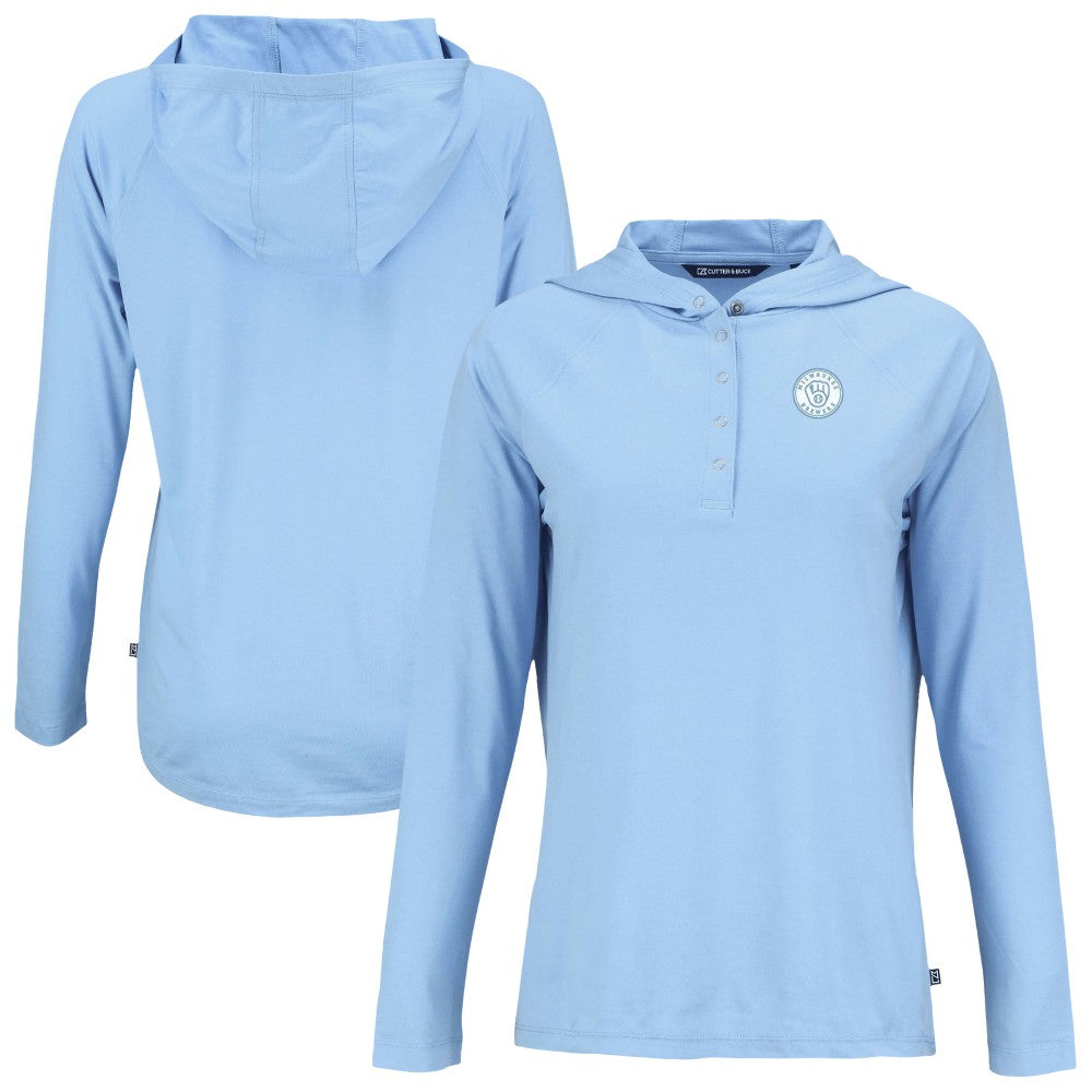 Milwaukee Brewers Cutter & Buck Women's Coastline Epic Comfort Eco Recycled Long Sleeve Hoodie T-Shirt - MLB