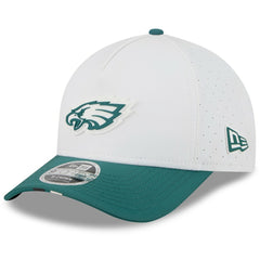 Philadelphia Eagles New Era Youth 2025 NFL Training Camp A-Frame 9FORTY Adjustable Hat White/Midnight Green | NFL