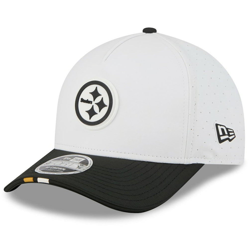 Pittsburgh Steelers New Era Youth 2025 NFL Training Camp A-Frame 9FORTY Adjustable Hat White/Black | NFL
